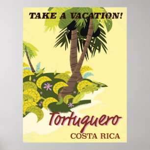 Tortuguero, Costa Rica vintage travel poster
