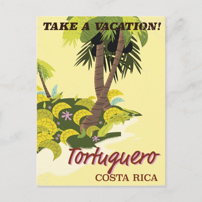 Tortuguero, Costa Rica vintage travel poster Postcard (Front)