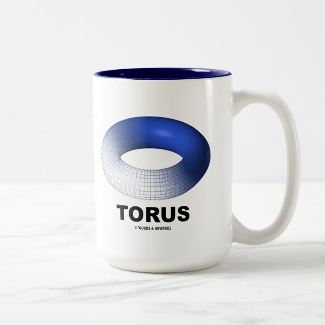 Torus (Blue Toroid Topology) Two-Tone Coffee Mug (Right)