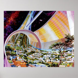 Torus Space Station Habitat Colony Artist Concept Poster
