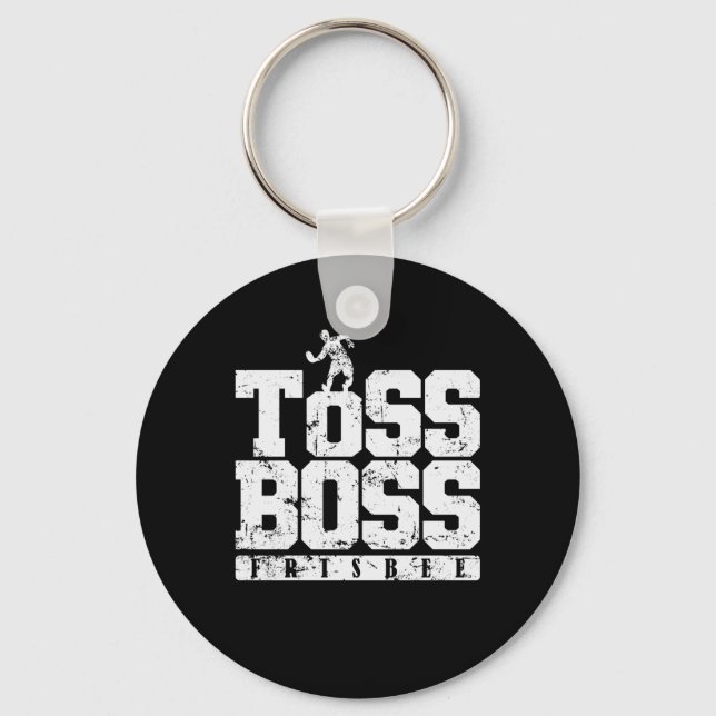 Toss Boss Frisbee Sport am Strand Key Ring (Front)