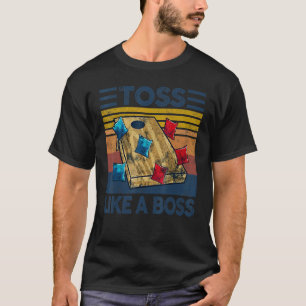 Toss Like A Boss Vintage Hitting Holes Cornhole T-Shirt