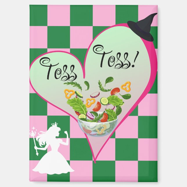 Toss Toss Heart Magnet in Pink & Green (Front)