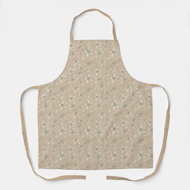 Tossed Blossoms on Light beige - seamless pattern Apron (Front)