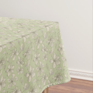 Tossed Blossoms on Olive Green - seamless pattern. Tablecloth