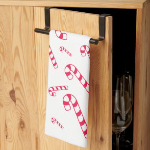 Tossed Candy Cane Christmas Kitchen Towel