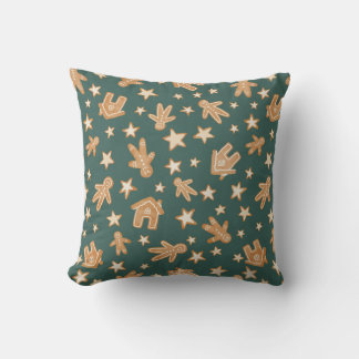 Tossed Christmas Gingerbread Cookies on Green Cushion