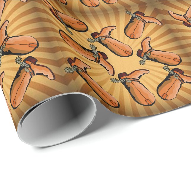 Tossed Cowboy Boots Wrapping Paper (Roll Corner)