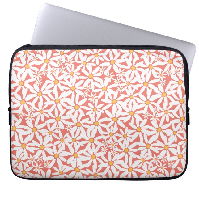 Tossed Daisy - Coral Electronics Bag (Front)