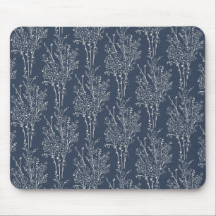 Tossed Floral Silhouette Botanical   Inky Navy Mouse Mat