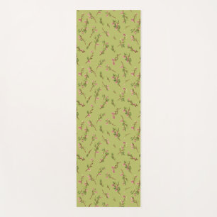 Tossed Floral Wildflowers on Chartreuse Green Yoga Mat