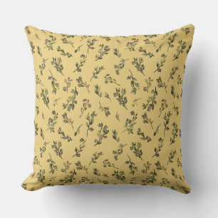Tossed Floral Wildflowers on Jonquil Yellow Cushion