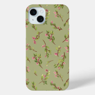 Tossed Floral Wildflowers on Pistachio Green iPhone 15 Mini Case