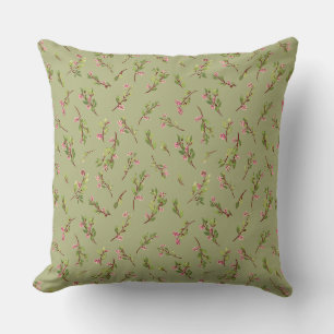 Tossed Floral Wildflowers on Pistachio Green Cushion