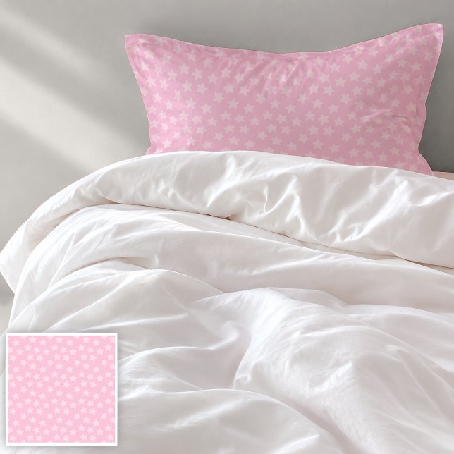Tossed Pink Stars Standard Pillowcase (Cover Image)