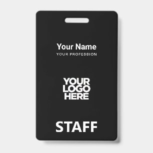Total Black Employee Name Business Logo Staff Tag ID Badge