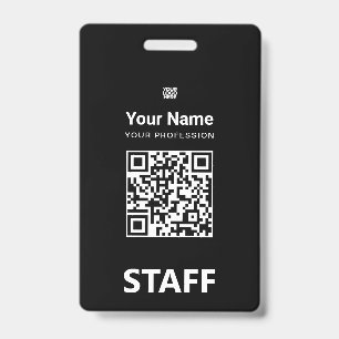 Total black Employee Qr Code, Bar Code, Logo, Name ID Badge