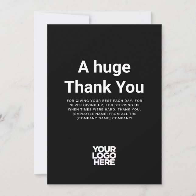Total black Thank You Any Colour Appreciation Card (Front)