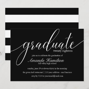 Total Black typography Graduation Invitation