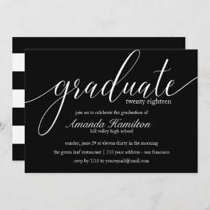 Total Black typography Graduation Invitation