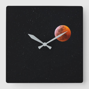 Total Blood Moon Eclipse   Big Island Hawaii Square Wall Clock