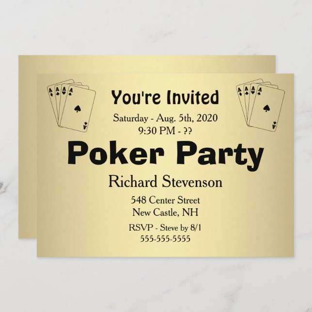Total Custom Text Poker Party Invitation (Front/Back)