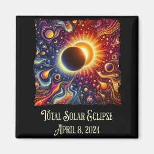 Total Eclipse 2024 Retro Groovy 60's 70's vibe Magnet