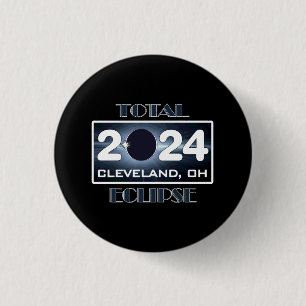 Total Eclipse Cleveland Ohio 2024 Path of Totality 3 Cm Round Badge