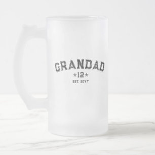 Total Grands Varsity Grandad Est Year Legacy  Frosted Glass Beer Mug