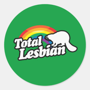 TOTAL LESBIAN BEAVER - WHITE - (2).png Classic Round Sticker