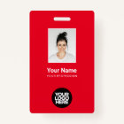 Total Red Employee Photo, Bar Code, Logo, Name