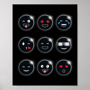 Total Solar Eclipse 04.08.2024 Silly Faces Fun Boy Poster