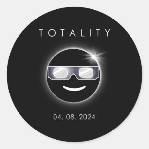 Total Solar Eclipse 04 08 2024 Totality Boys Girls Classic Round Sticker