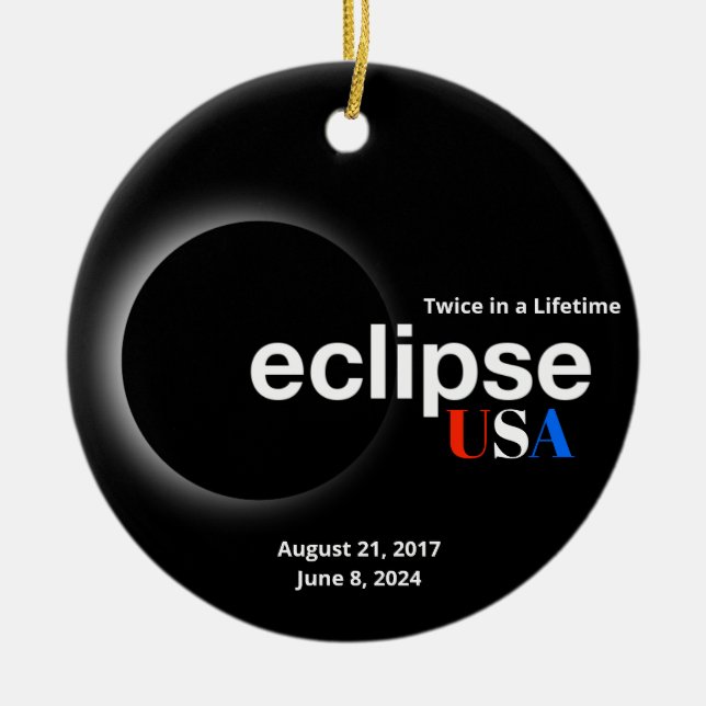 Total Solar Eclipse 2017  2024  Ceramic Tree Decoration (Front)