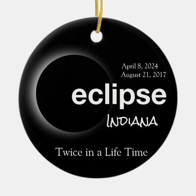 Total Solar Eclipse 2017 2024 - Indiana Ceramic Tree Decoration (Front)