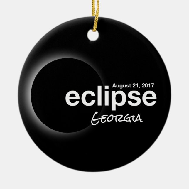 Total Solar Eclipse 2017 - Georgia Ceramic Tree Decoration (Front)