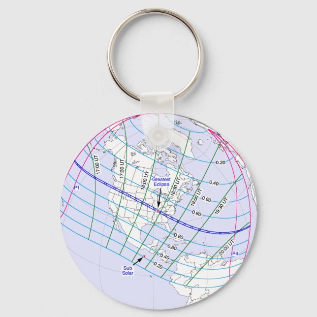 Total Solar Eclipse 2017 Global Path Key Ring (Front)