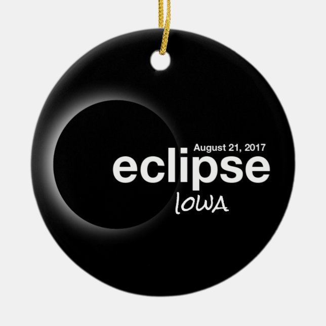 Total Solar Eclipse 2017 - Iowa Ceramic Tree Decoration (Front)