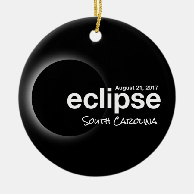 Total Solar Eclipse 2017 - South Carolina Ceramic Tree Decoration (Front)