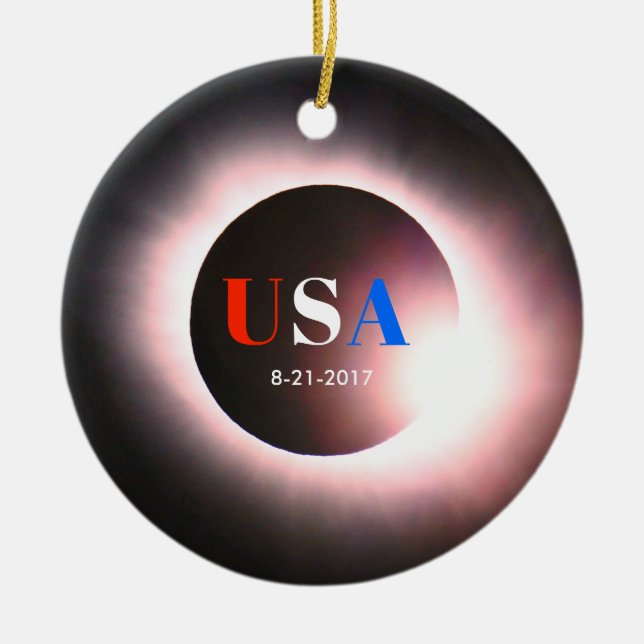 Total Solar Eclipse 2017 - USA Ceramic Tree Decoration (Front)