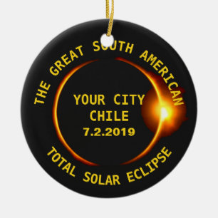 Total Solar Eclipse 2019 Chile, South America Ceramic Tree Decoration