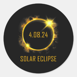 Total Solar Eclipse 2024 April 04.08.24  Classic Round Sticker