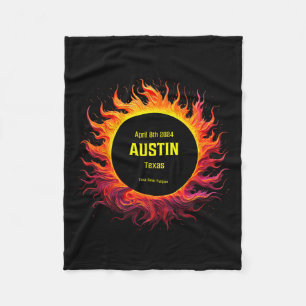 Total Solar Eclipse 2024 Austin Texas Fleece Blanket