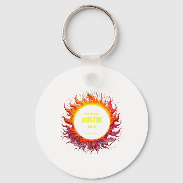 Total Solar Eclipse 2024 Austin Texas  Key Ring (Front)