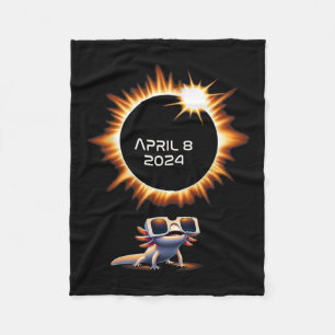 Total Solar Eclipse 2024 Axolotl In Astronomy Glas Fleece Blanket