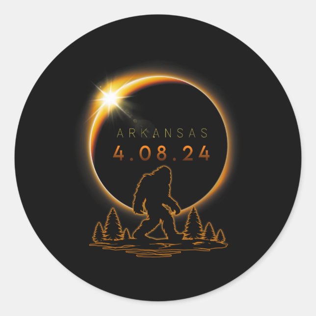 Total Solar Eclipse 2024 Bigfoot Solar Eclipse  Classic Round Sticker (Front)