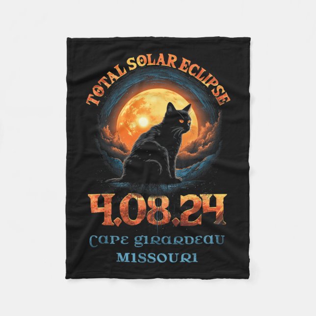Total Solar Eclipse 2024 Cape Girardeau Missouri  Fleece Blanket (Front)