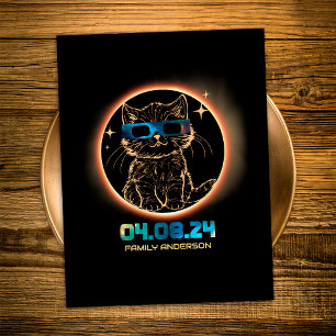 Total Solar Eclipse 2024 Cat Solar Eclipse Glasses Postcard