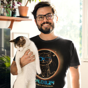 Total Solar Eclipse 2024 Cat Solar Eclipse Glasses T-Shirt