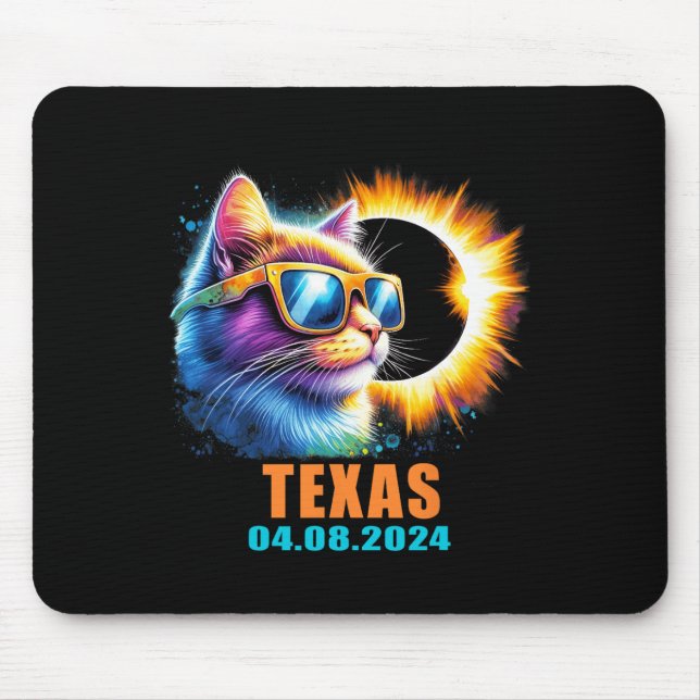 Total Solar Eclipse 2024 Cat Solar Eclipse Gles  Mouse Mat (Front)